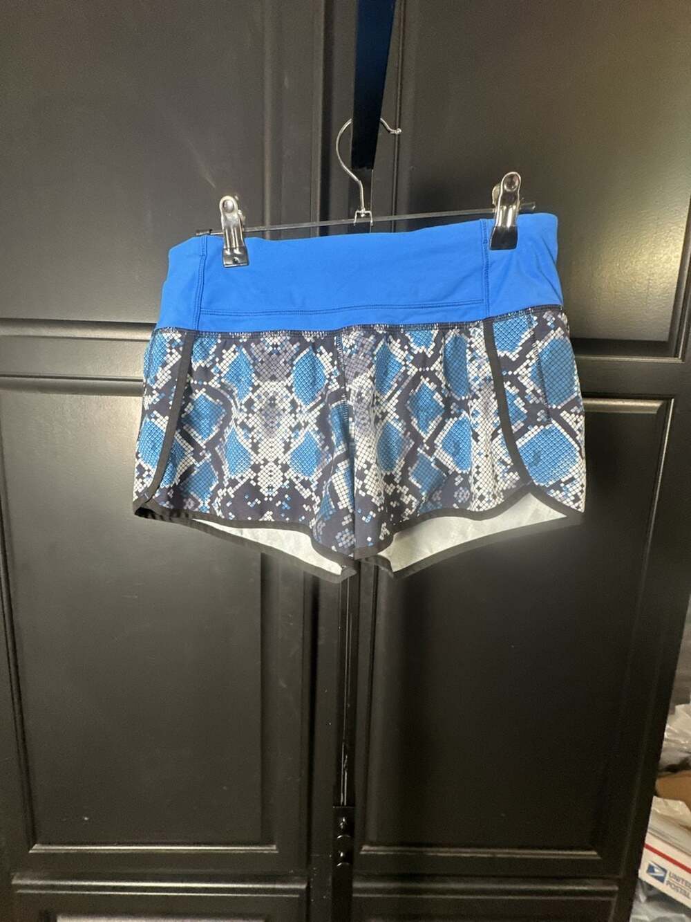 Lululemon Run Speed Shorts Mini Ziggy Snake Caspian Pipe Dream Blue#863